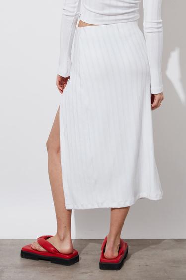  Yırtmaçlı Triko Midi Etek