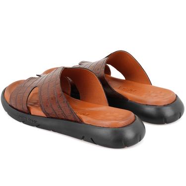  Fabiola Taba Erkek Kroko Baskılı Deri Terlik