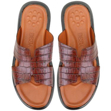  Fabiola Taba Erkek Kroko Baskılı Deri Terlik