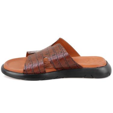  Fabiola Taba Erkek Kroko Baskılı Deri Terlik