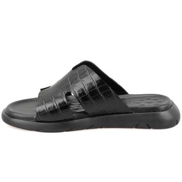  Fabiola Siyah Erkek Kroko Baskılı Deri Terlik