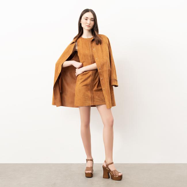  Ysabel Konyak Kadın Süet Deri Pardösü