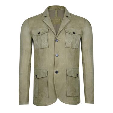  Antonin Yeşil Erkek Süet Safari Deri Ceket