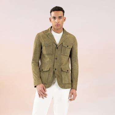  Antonin Yeşil Erkek Süet Safari Deri Ceket