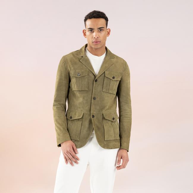  Antonin Yeşil Erkek Süet Safari Deri Ceket