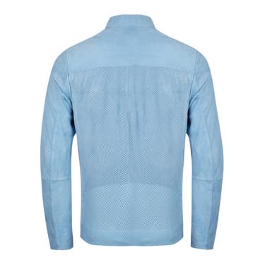  Zelmira Mavi Erkek Perfore Süet Deri Ceket