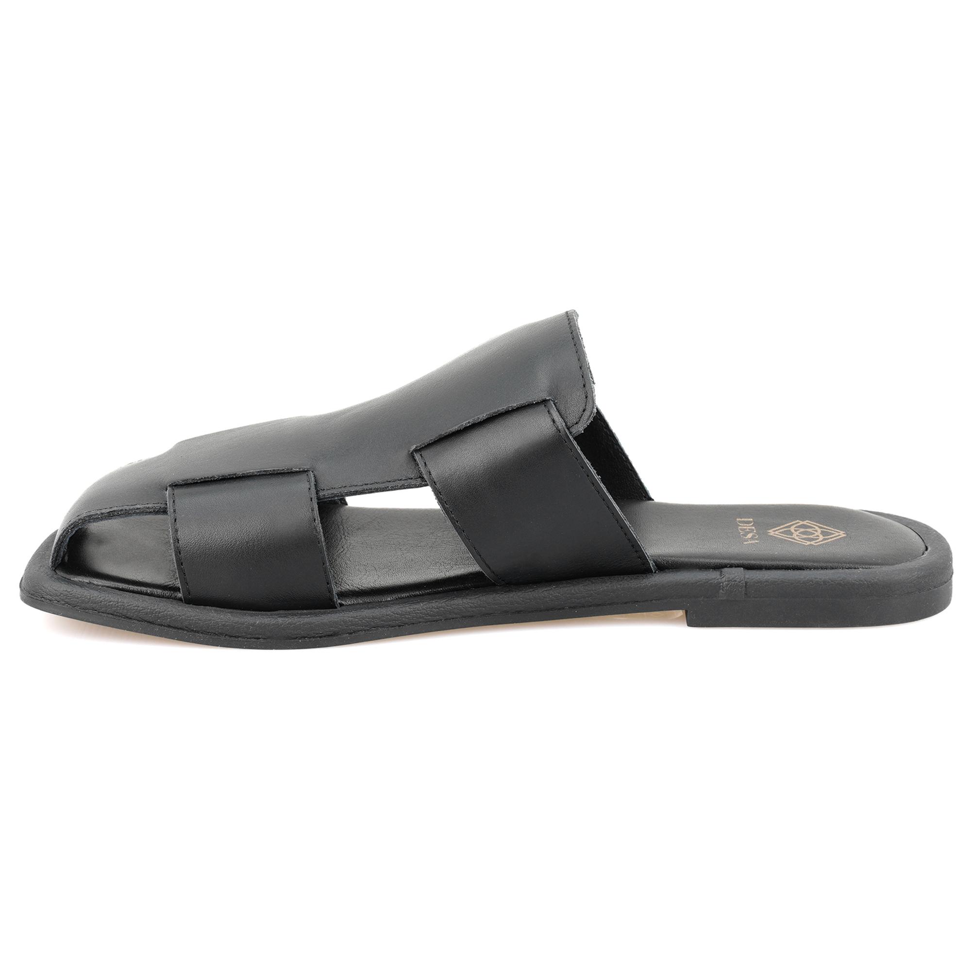 Kadın Siyah Deri Terlik