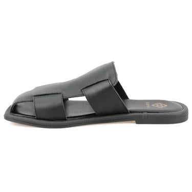  Kadın Siyah Deri Terlik