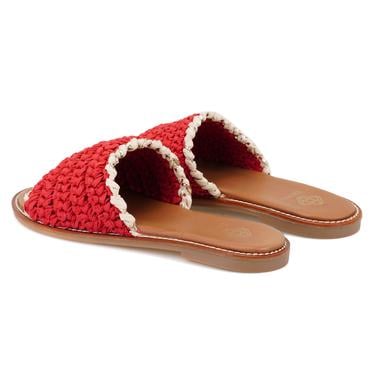  Kadın Kırmızı Örgülü Terlik