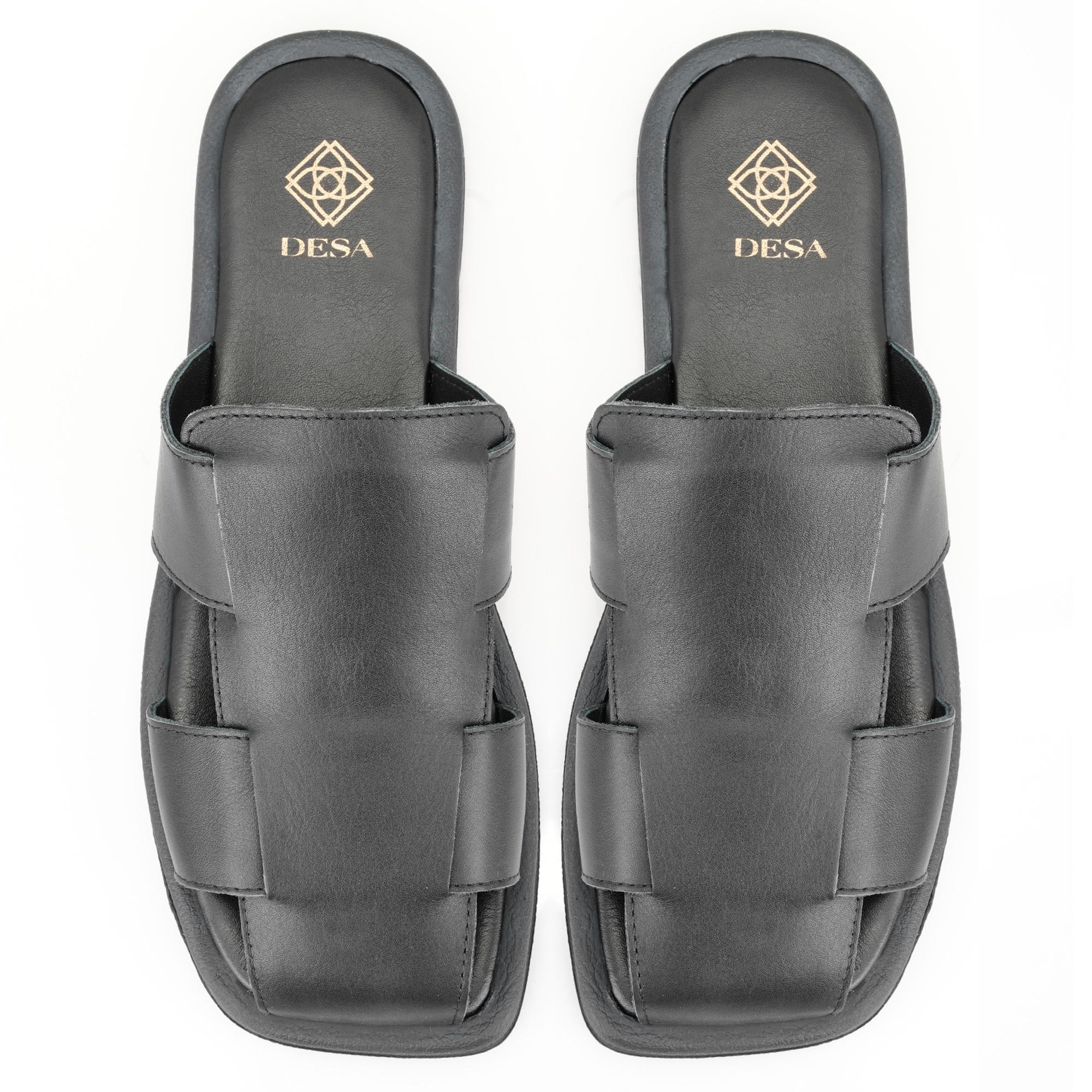 Kadın Siyah Deri Terlik