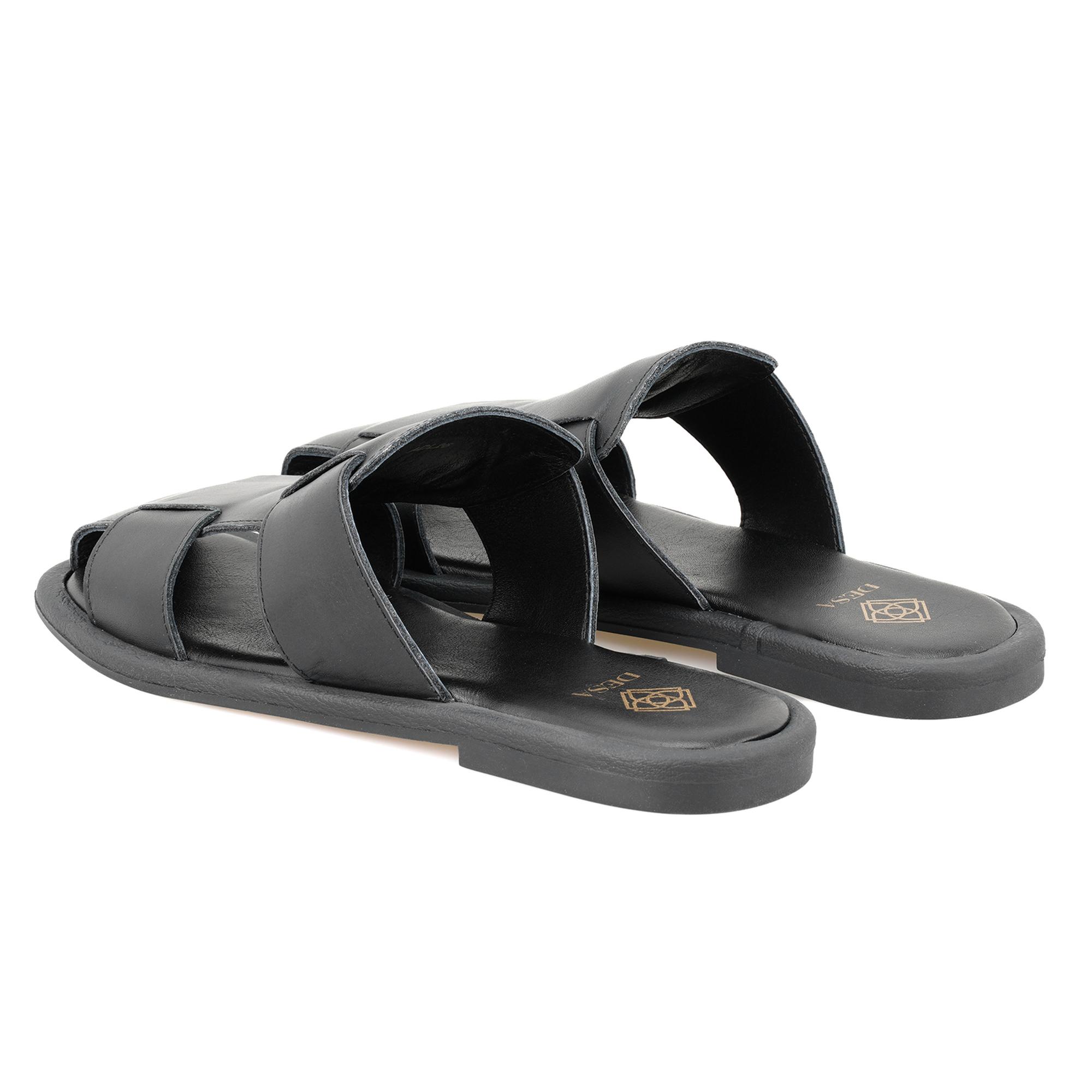 Kadın Siyah Deri Terlik