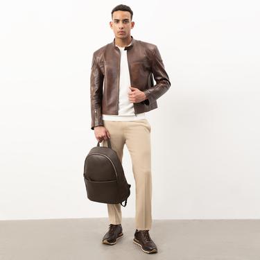  Paolo Kahve Erkek Vintage Deri Ceket