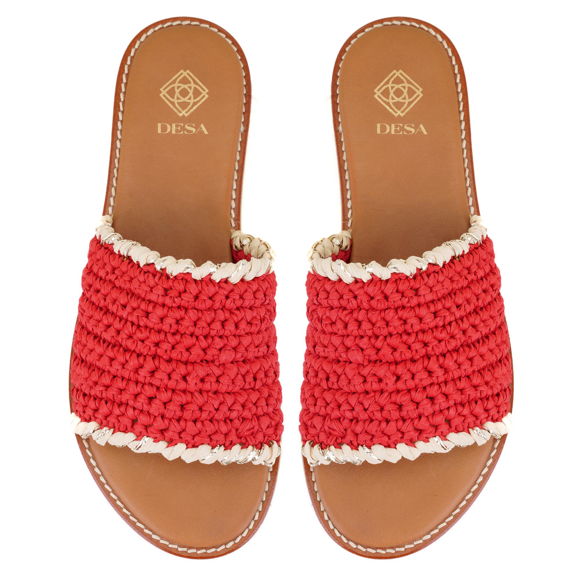 Kadın Kırmızı Örgülü Terlik