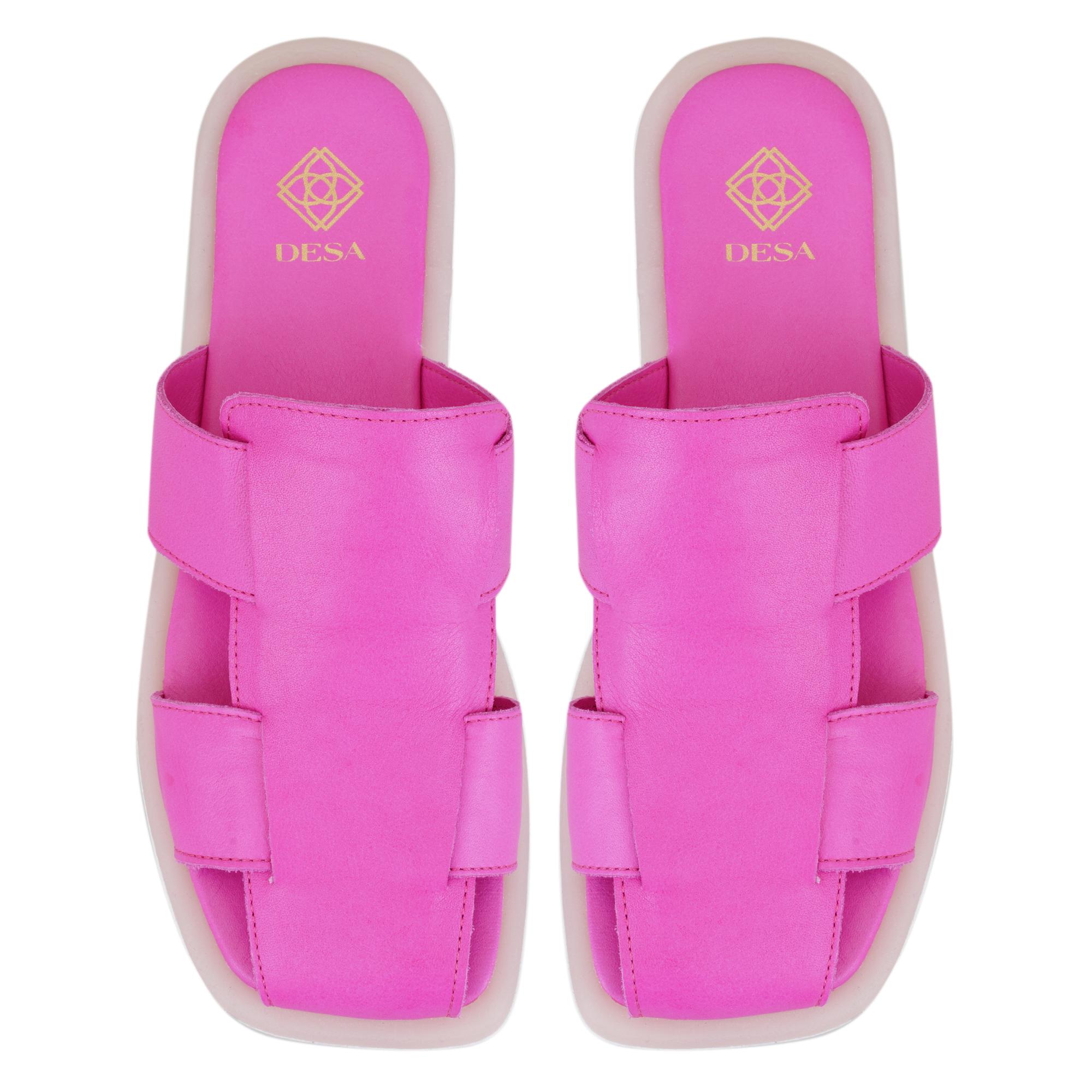 Kadın Pembe Deri Terlik