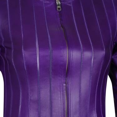  Deundria Mor Kadın Fit Panelli Deri Ceket