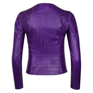  Deundria Mor Kadın Fit Panelli Deri Ceket