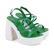 Kadın Yeşil Platform Topuklu Deri Sandalet