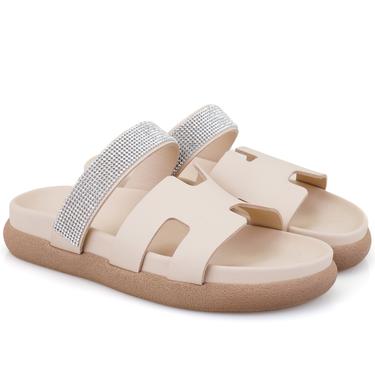  Fanetta Bej Kadın DesaComfort Tabanlı Deri Terlik