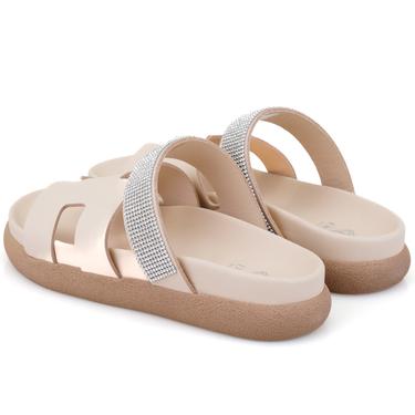  Fanetta Bej Kadın DesaComfort Tabanlı Deri Terlik