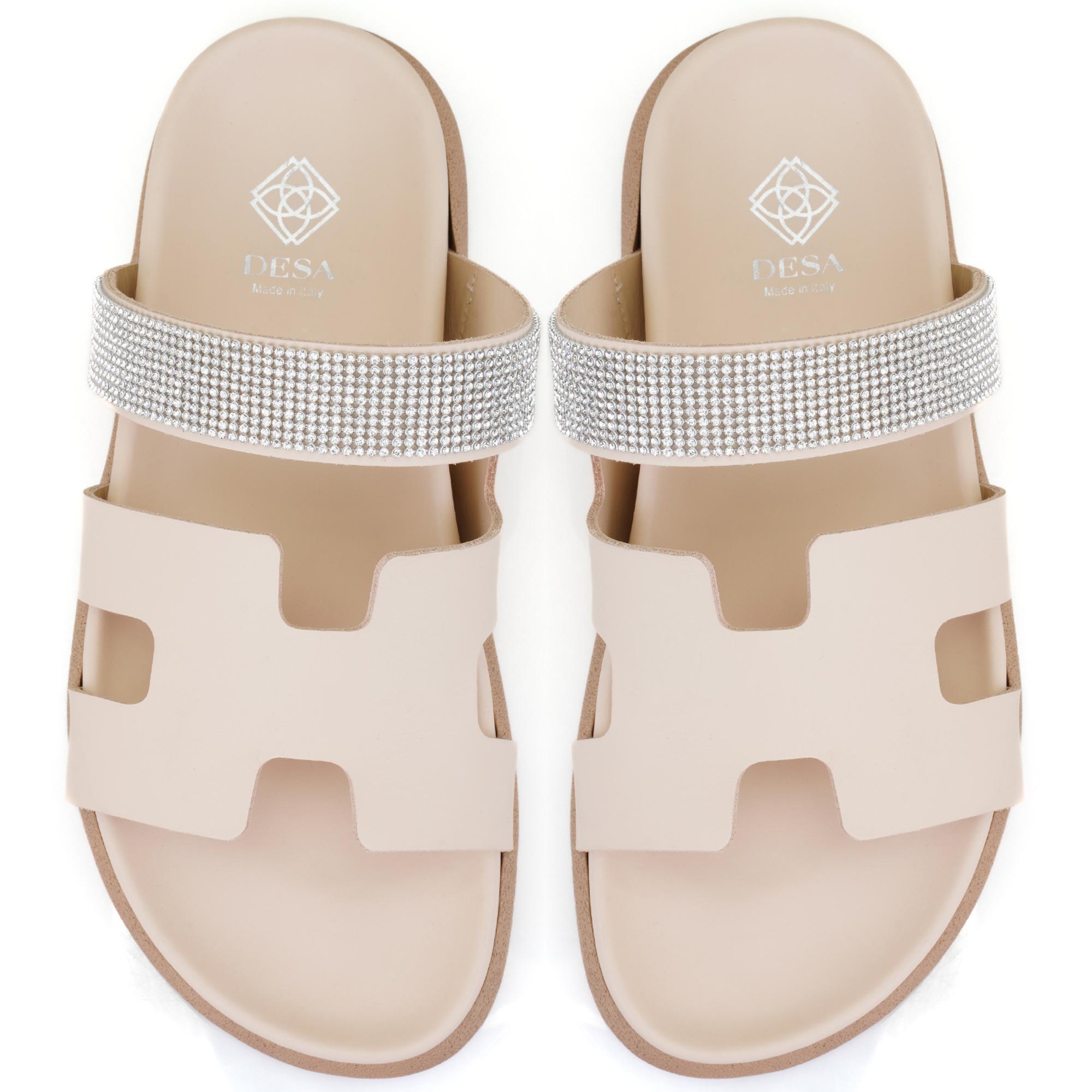 Fanetta Bej Kadın DesaComfort Tabanlı Deri Terlik