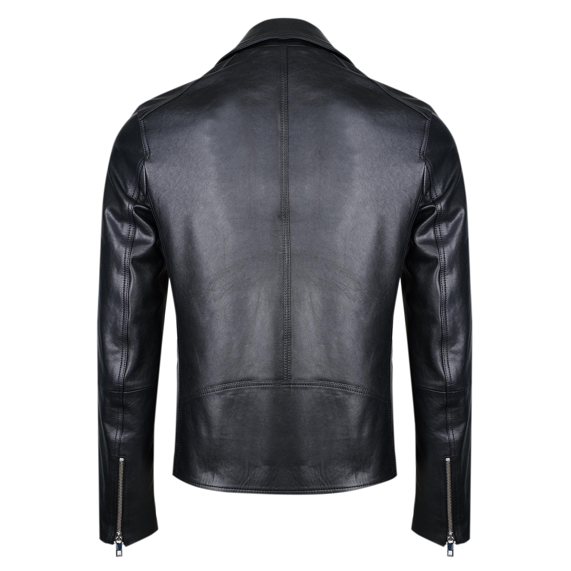 Santo Siyah Erkek Deri Biker Ceket