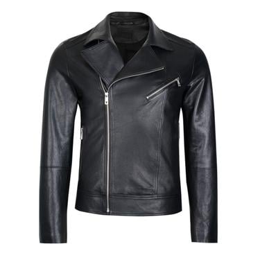  Santo Siyah Erkek Deri Biker Ceket