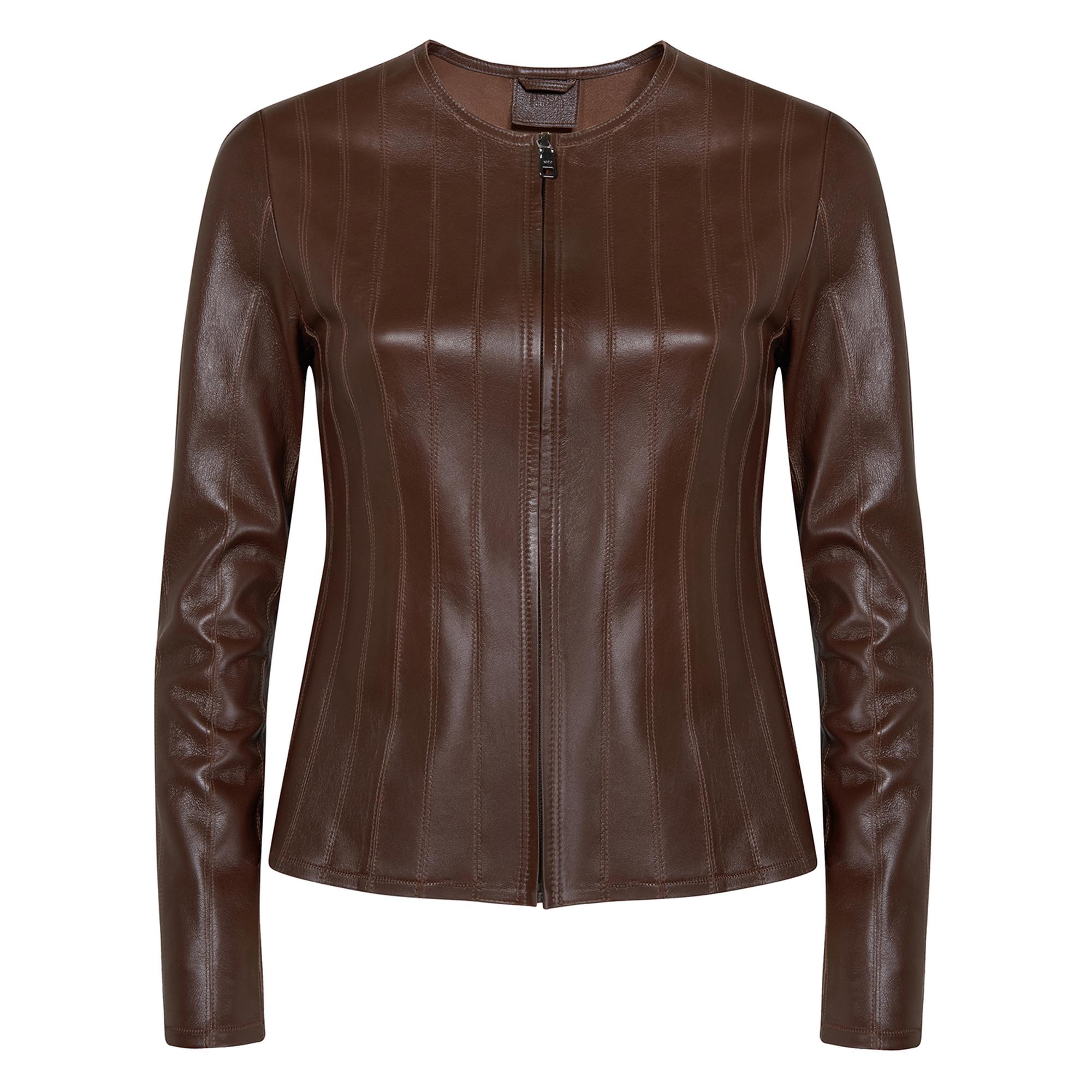 Deundria Kadın Fit Panelli Deri Ceket