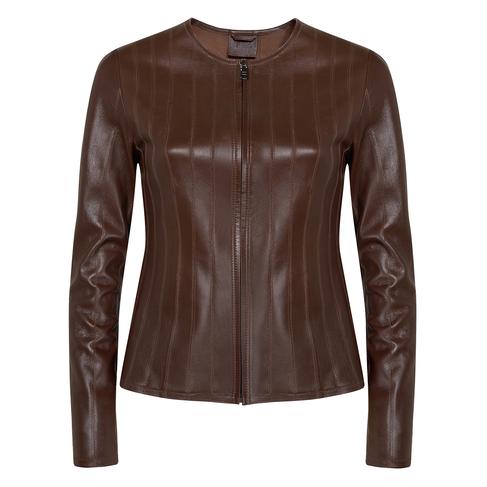  Deundria Kadın Fit Panelli Deri Ceket