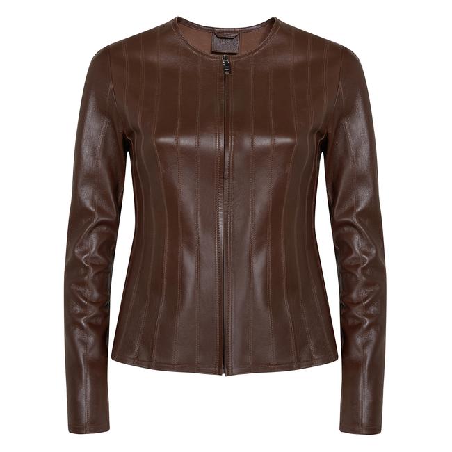  Deundria Kadın Fit Panelli Deri Ceket