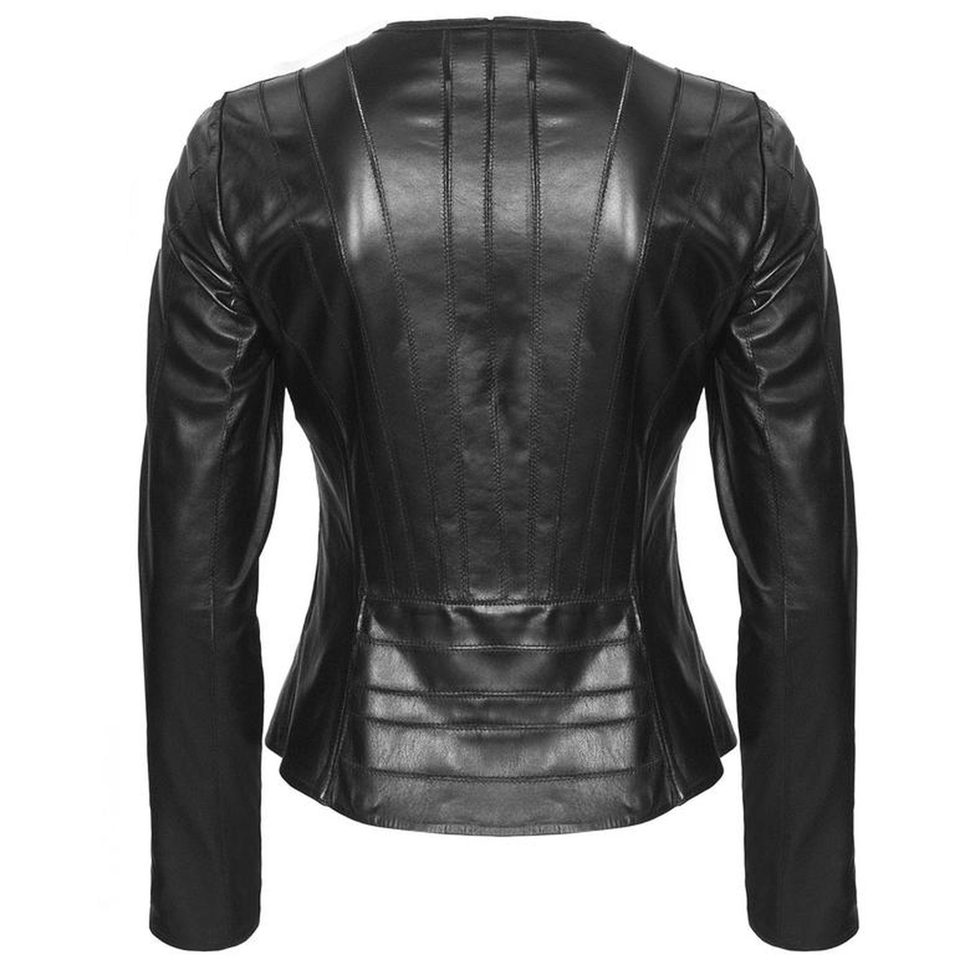 Deundria Kadın Fit Panelli Deri Ceket