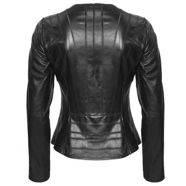  Deundria Kadın Fit Panelli Deri Ceket