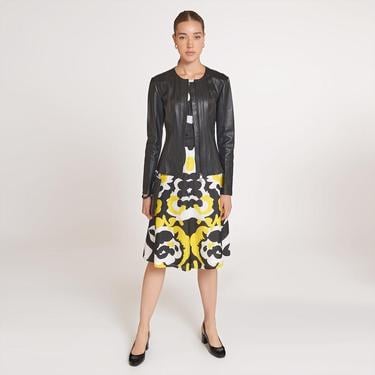  Deundria Kadın Fit Panelli Deri Ceket