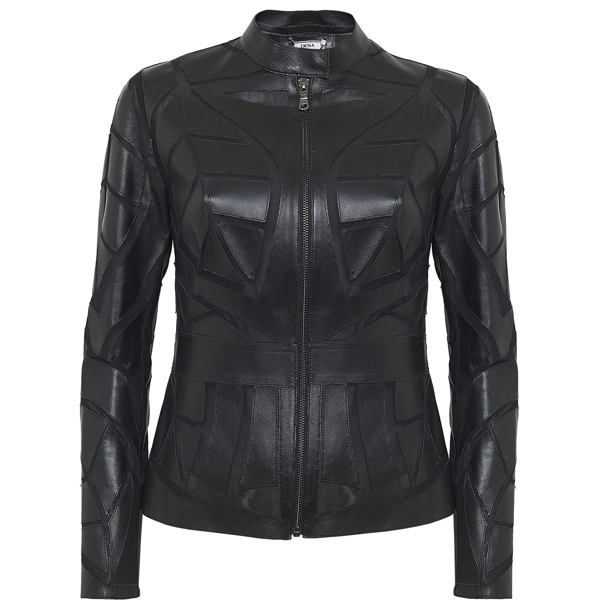 Origa Kadın Yaprak Panelli Deri Ceket