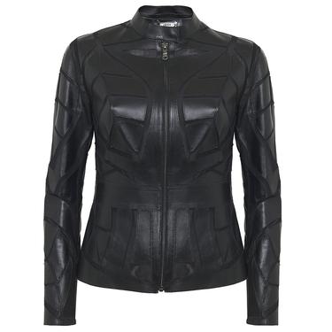  Origa Kadın Yaprak Panelli Deri Ceket