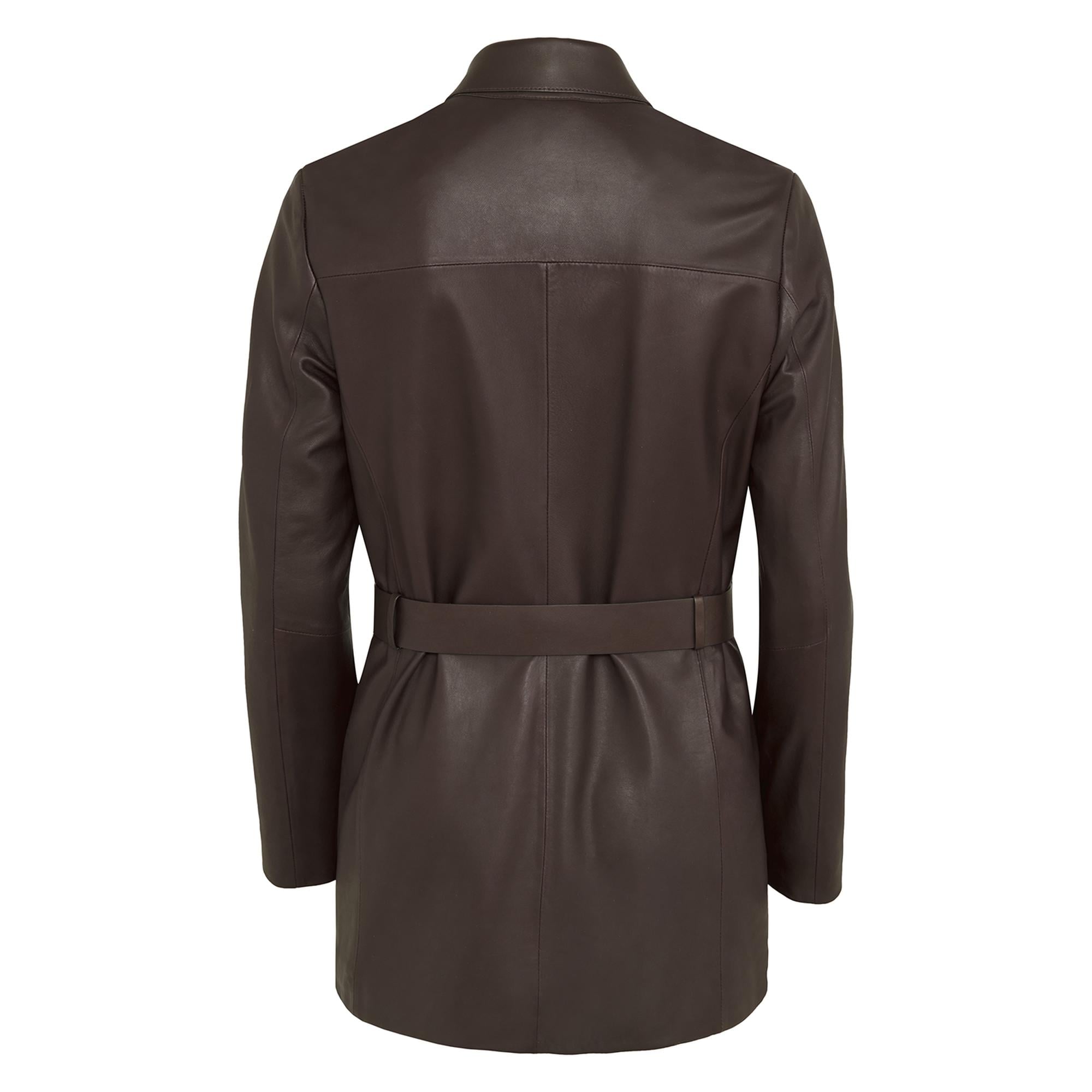 Kelly Kahve Kadın Deri Trençkot