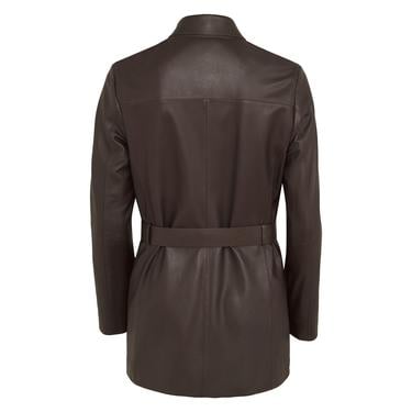  Kelly Kahve Kadın Deri Trençkot