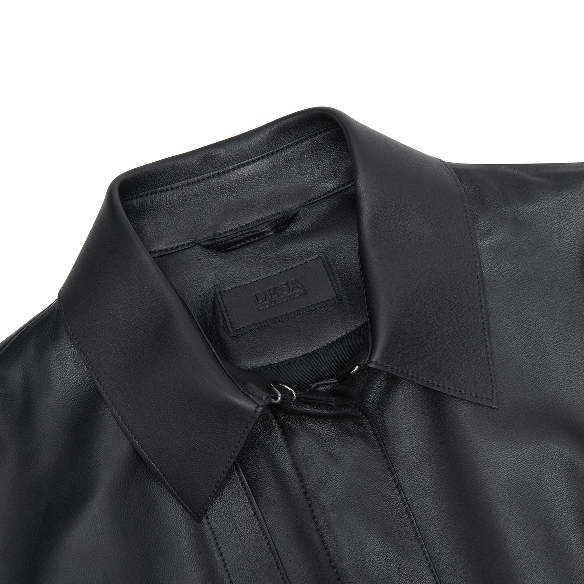 Kelly Siyah Kadın Deri Trençkot