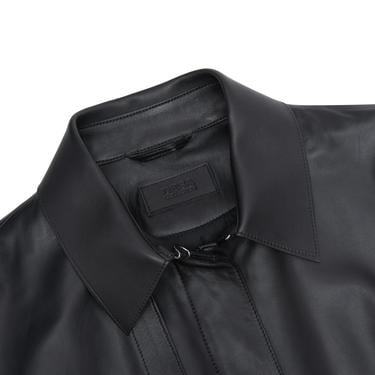  Kelly Siyah Kadın Deri Trençkot