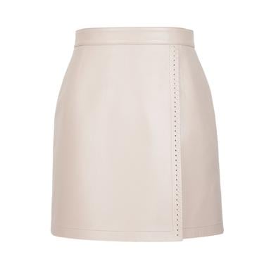 Terza Bej Kadın Deri Mini Etek