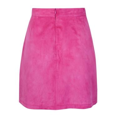  Tiberia Pembe Kadın Süet Deri Mini Etek