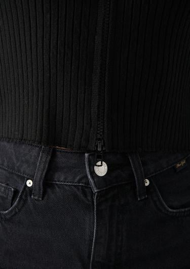  Mavi Çift Yön Fermuarlı Siyah Triko Fitted / Vücuda Oturan Kesim 171469-900