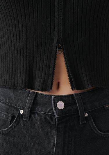  Mavi Çift Yön Fermuarlı Siyah Triko Fitted / Vücuda Oturan Kesim 171469-900