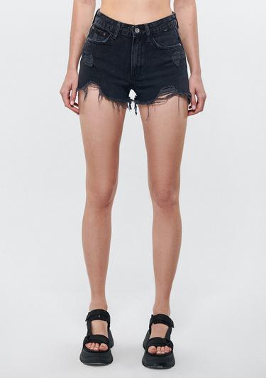  Mavi Rosie Duman Gri Yırtıklı 90s Jean Şort 1447481224