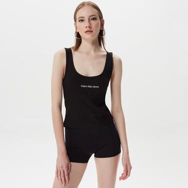  Calvin Klein Jeans Institutional Strappy Top Kadın Siyah Kolsuz T-Shirt