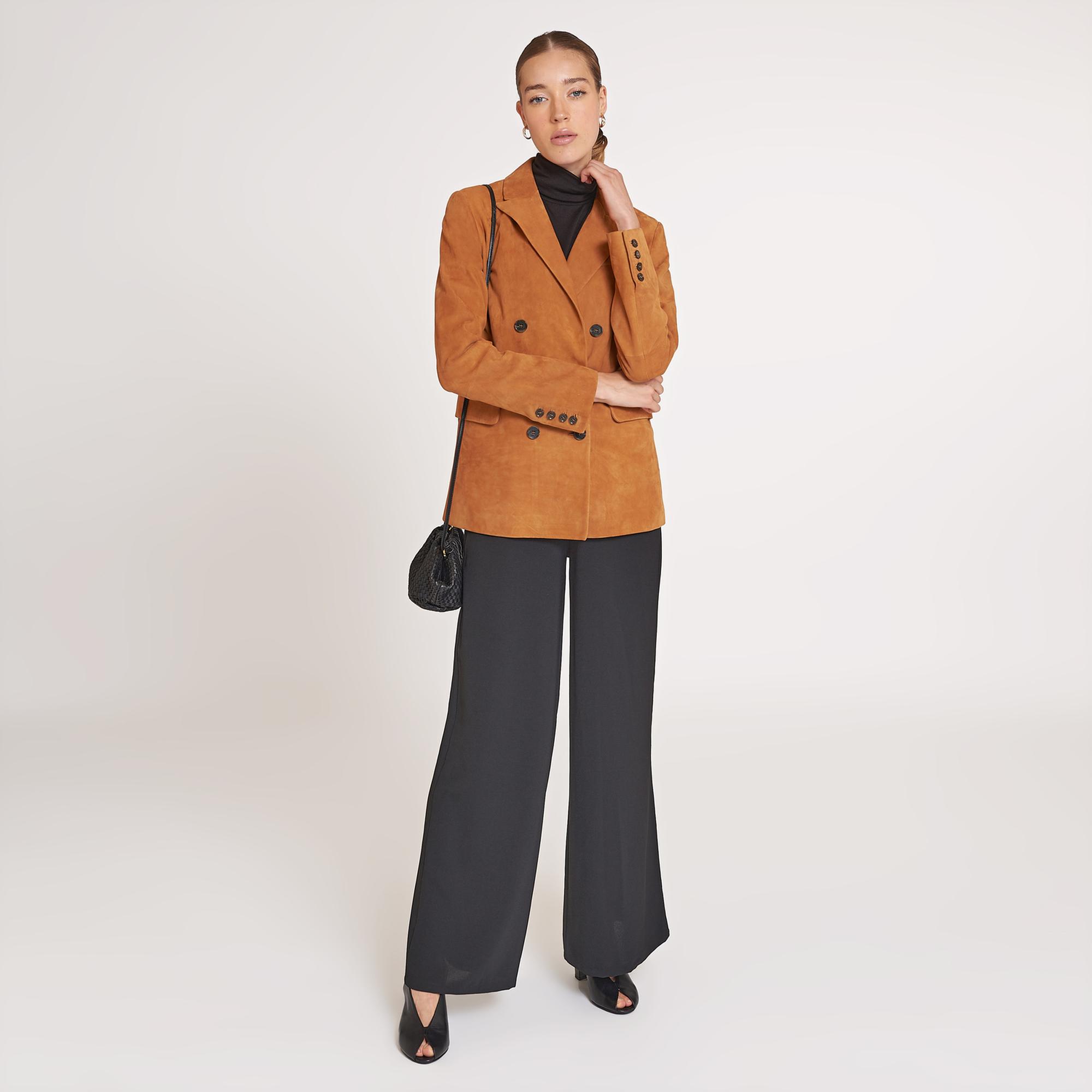 Jolanda Konyak Kadın Süet Deri Blazer Ceket