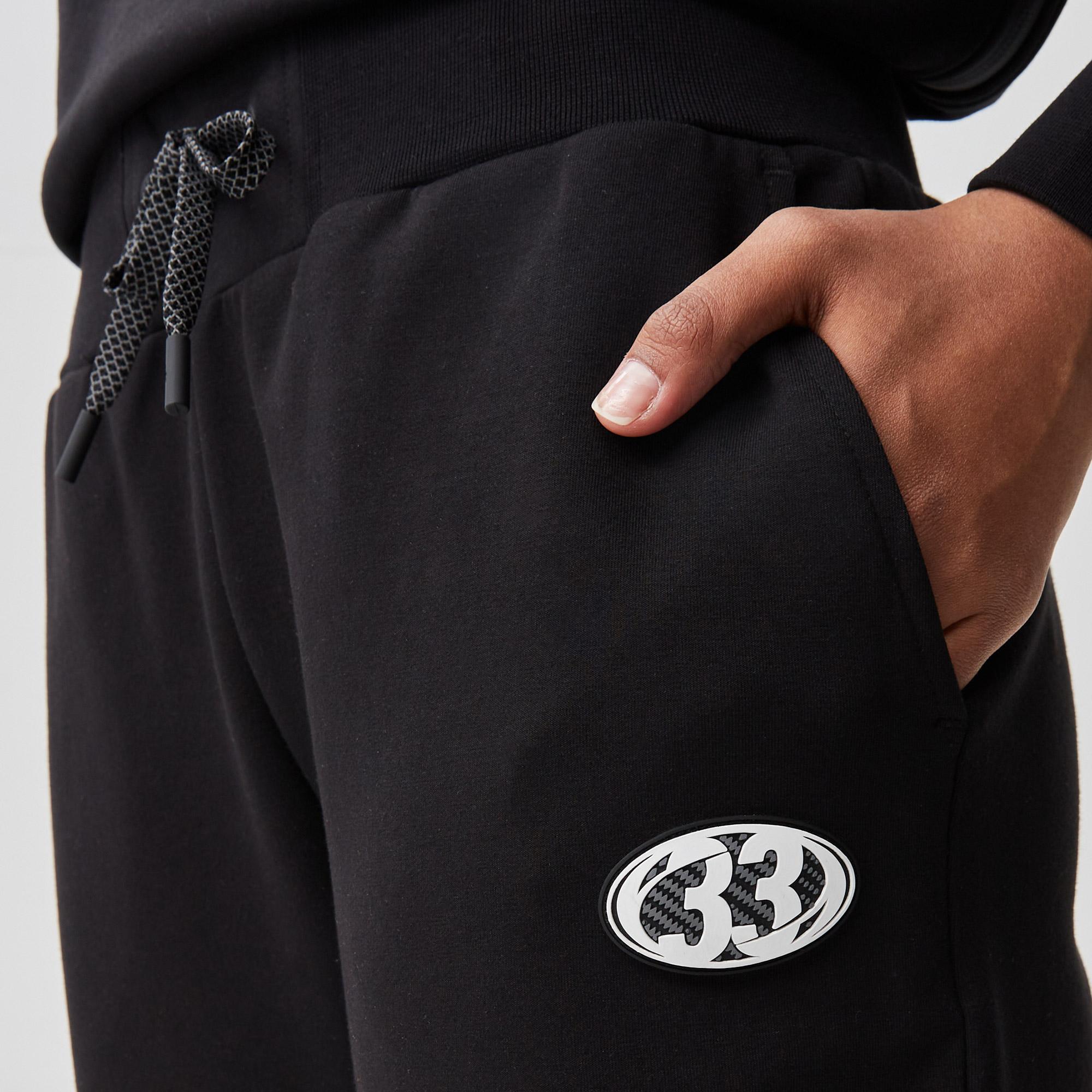 Kadın Slim Fit Baskılı Siyah Eşofman Altı