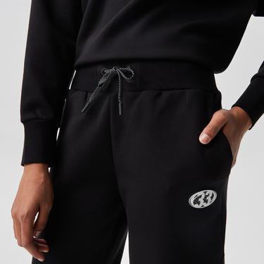  Kadın Slim Fit Baskılı Siyah Eşofman Altı