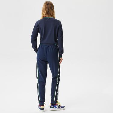  Kadın Slim Fit Renk Bloklu Lacivert Eşofman Altı