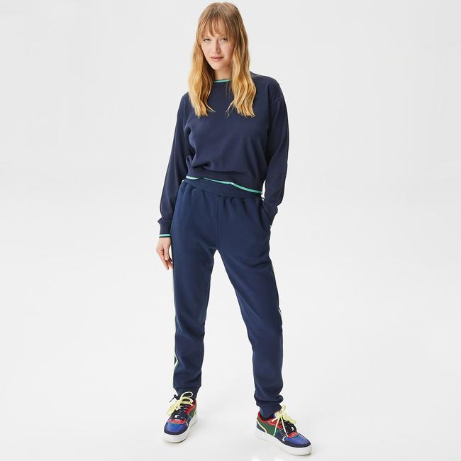  Kadın Slim Fit Renk Bloklu Lacivert Eşofman Altı