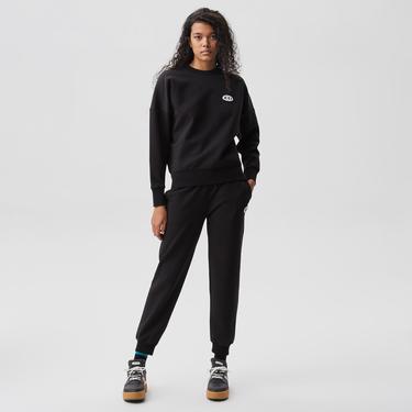  Kadın Slim Fit Baskılı Siyah Eşofman Altı